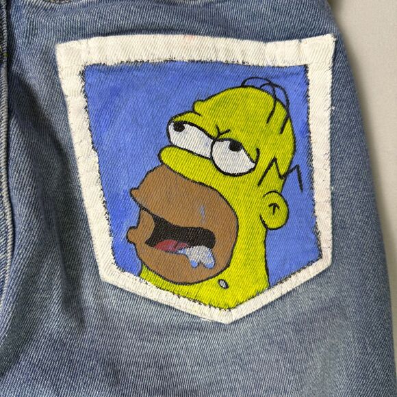 Hollister Hand Painted The Simpsons Jeans 7R 28x27 Distressed Skinny Jeans 2/$50 - Picture 3 of 13